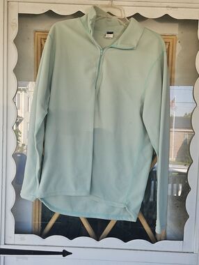 Light Mint V-Neck Quarter-Zip Women's Pullover Sweater